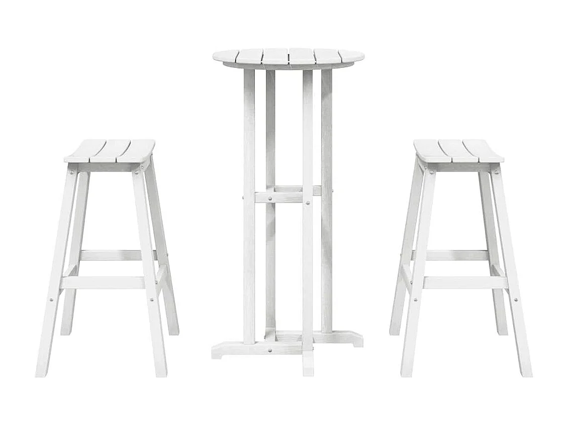 Ensemble de bar de jardin 3 pièces Blanc HDPE