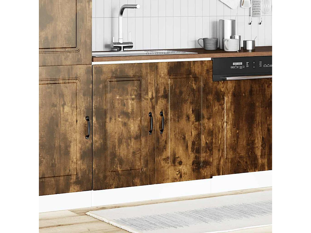 Meuble bas pour évier chêne fumé bois d'ingénierie