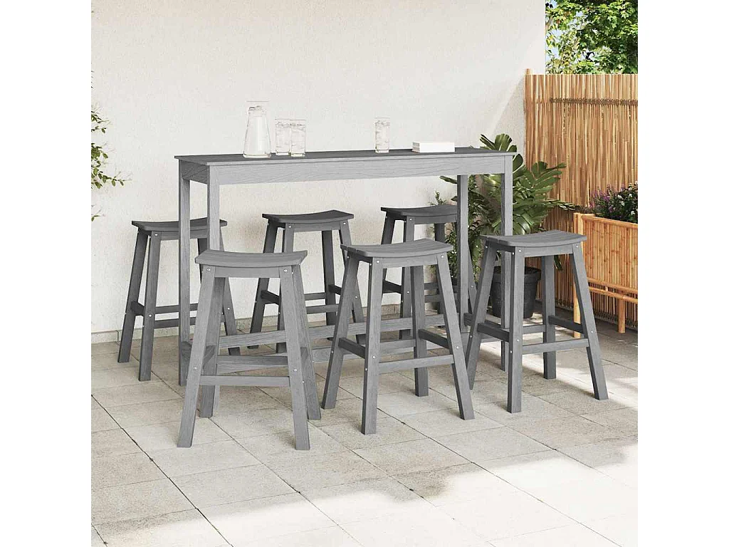 Ensemble de bar de jardin 6 pièces Gris clair HDPE