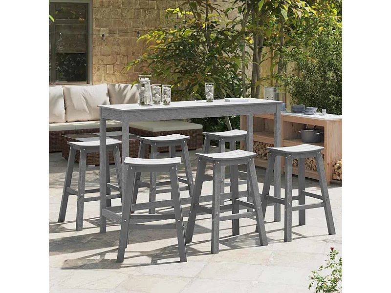 Ensemble de bar de jardin 6 pièces Gris clair HDPE