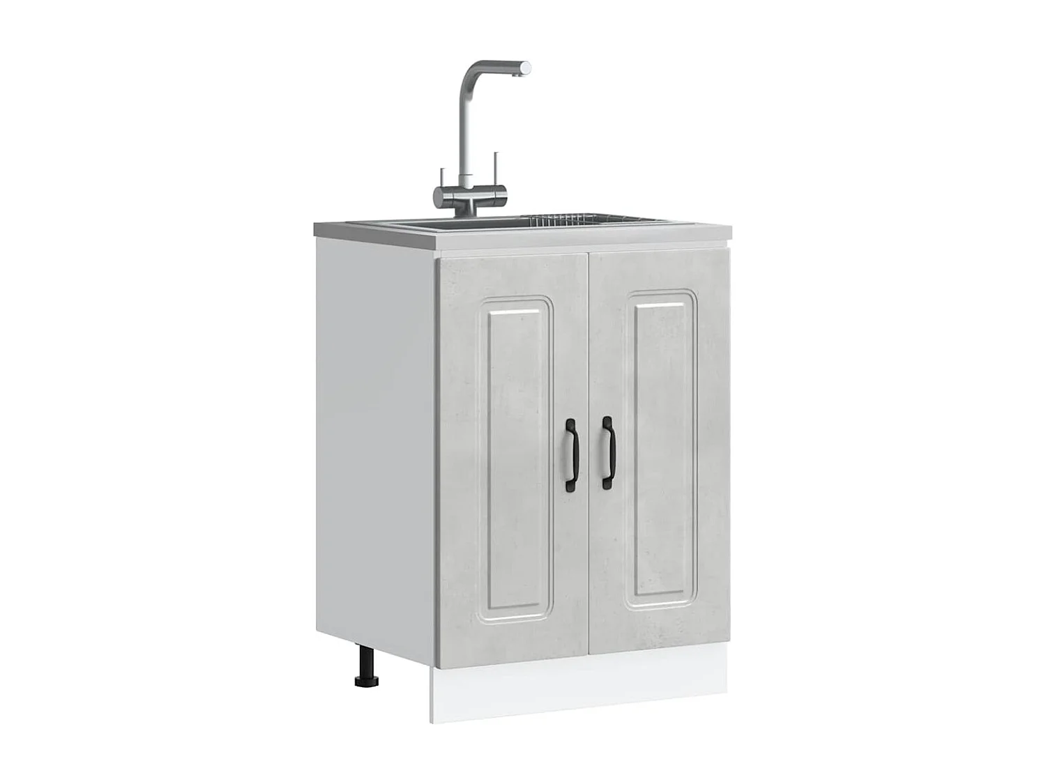 Meuble bas pour évier gris béton bois d'ingénierie