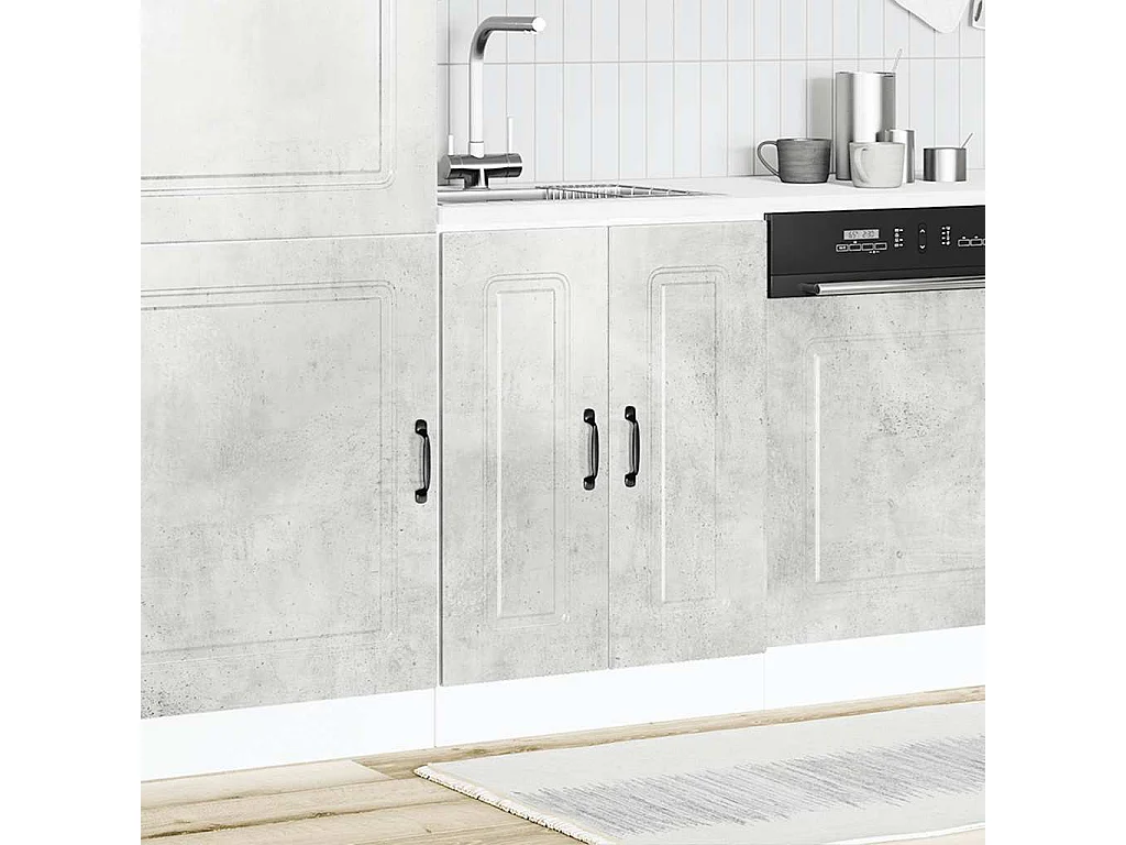 Meuble bas pour évier gris béton bois d'ingénierie