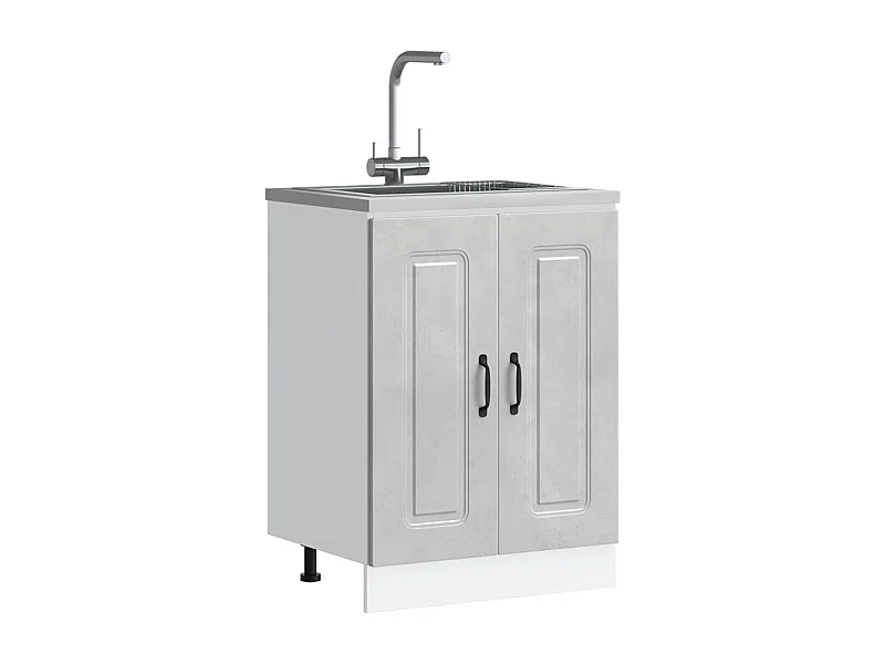 Meuble bas pour évier gris béton bois d'ingénierie