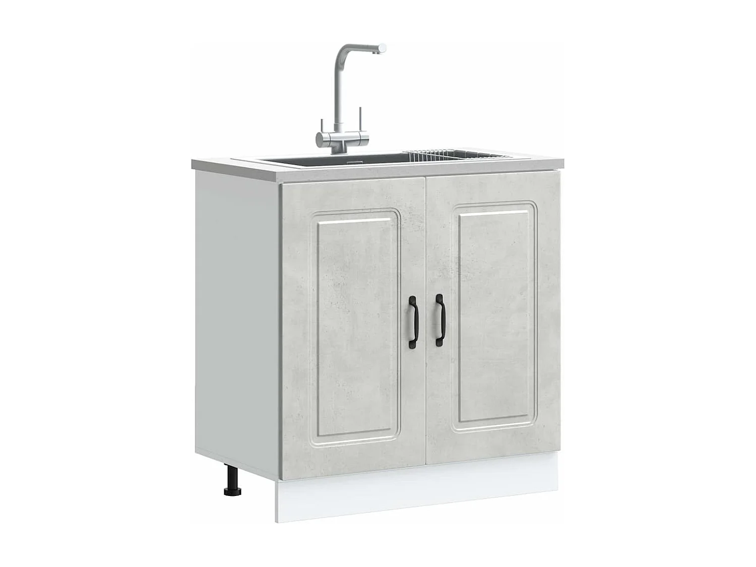 Meuble bas pour évier gris béton bois ingénierie