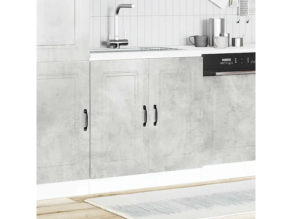 Meuble bas pour évier gris béton bois ingénierie