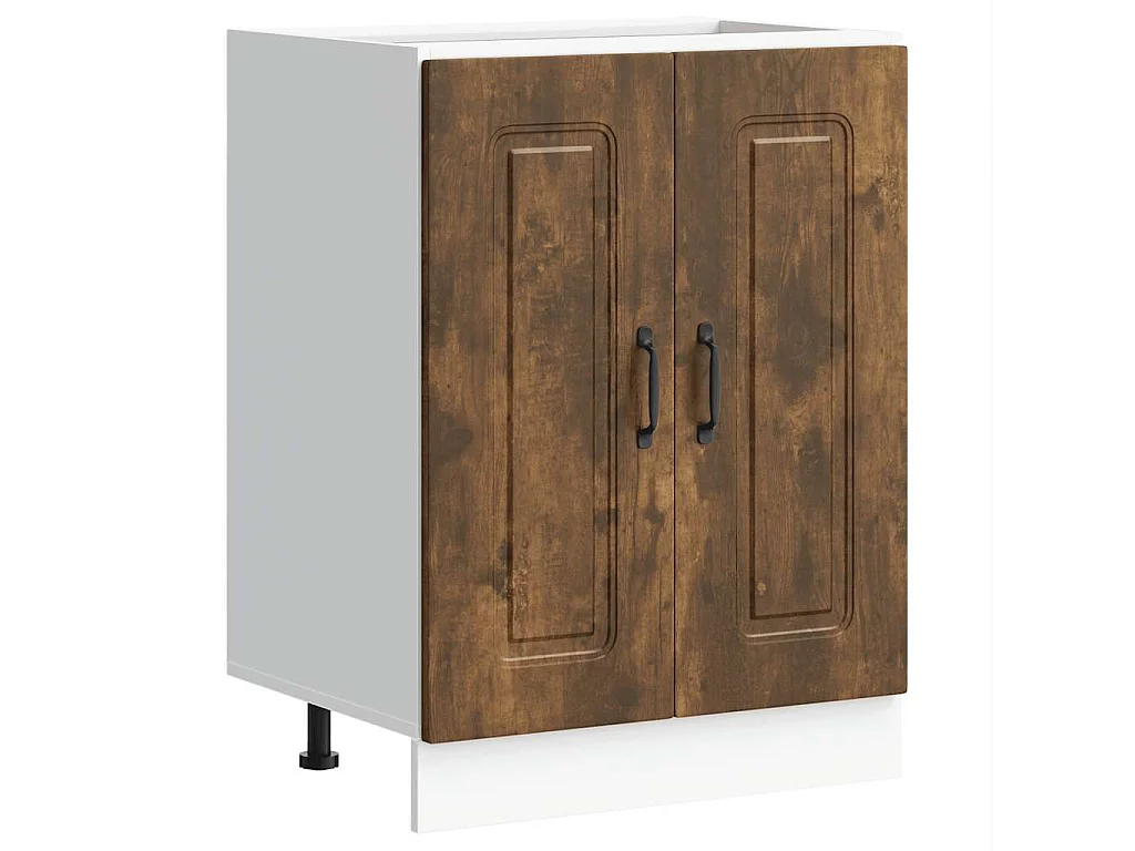 Meuble bas pour évier chêne fumé bois d'ingénierie