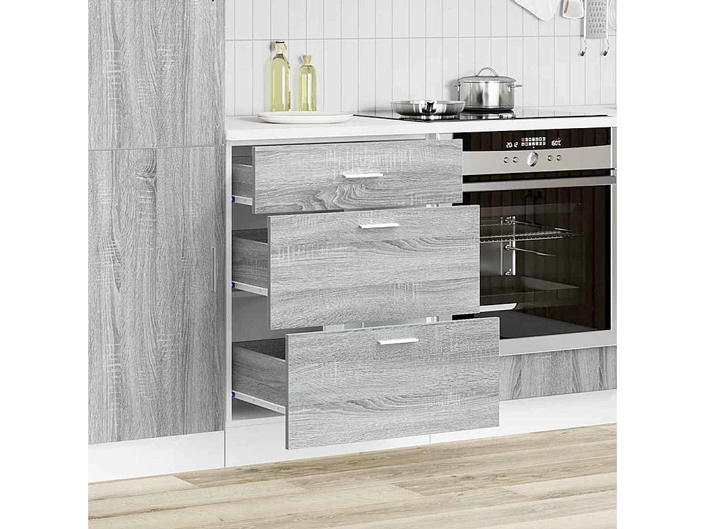 Meuble bas de cuisine Gris Sonoma Bois d'ingénierie