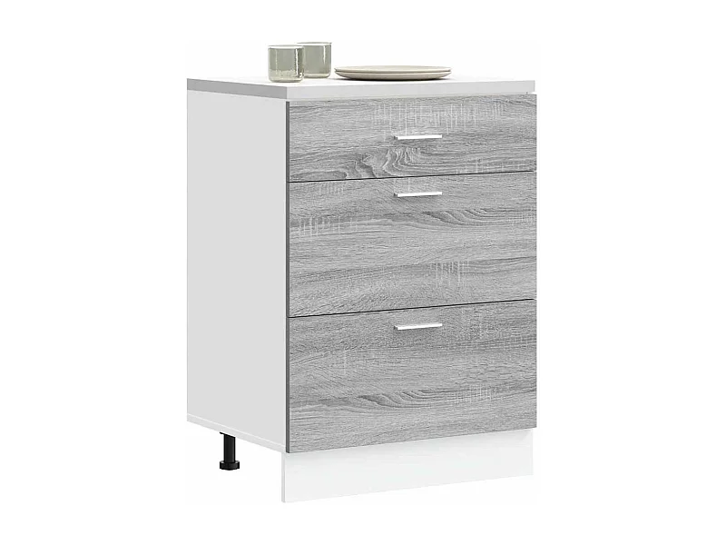 Meuble bas de cuisine Gris Sonoma Bois d'ingénierie