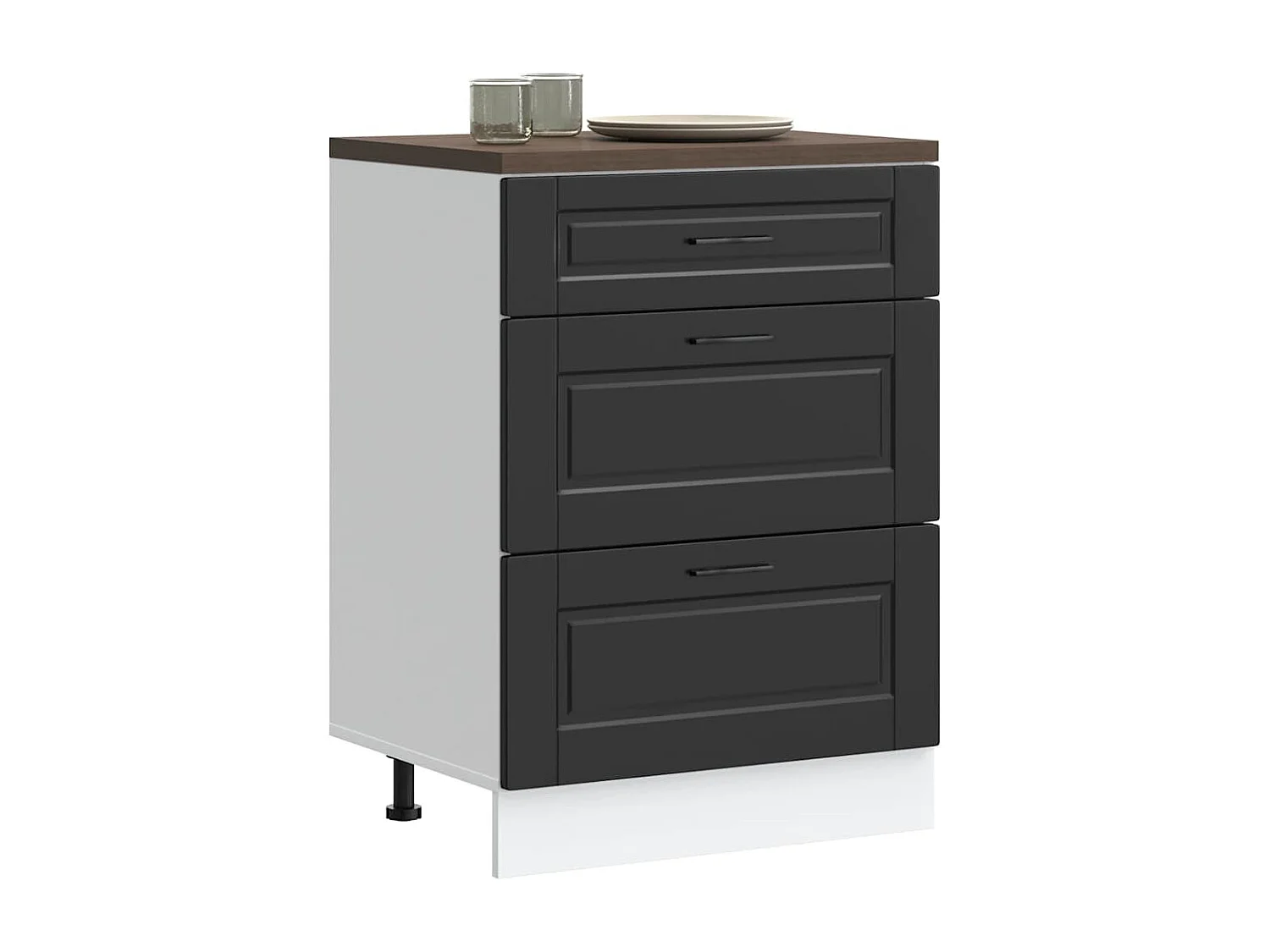 Meuble bas de cuisine « » en bois d'ingénierie noir