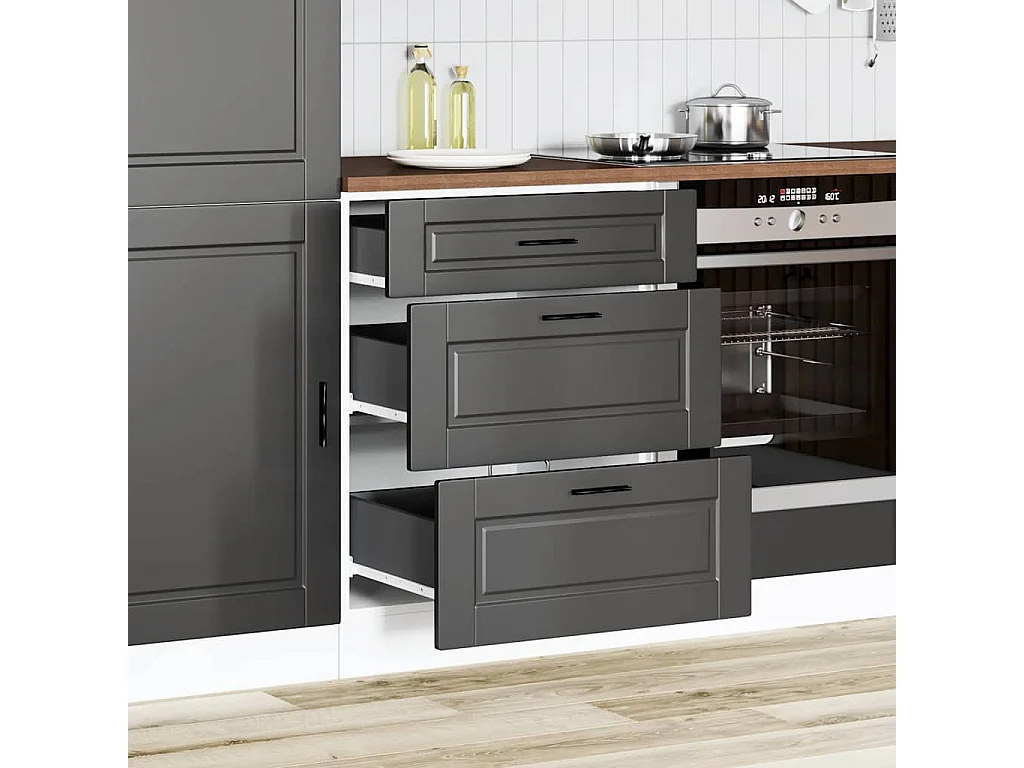 Meuble bas de cuisine « » en bois d'ingénierie noir