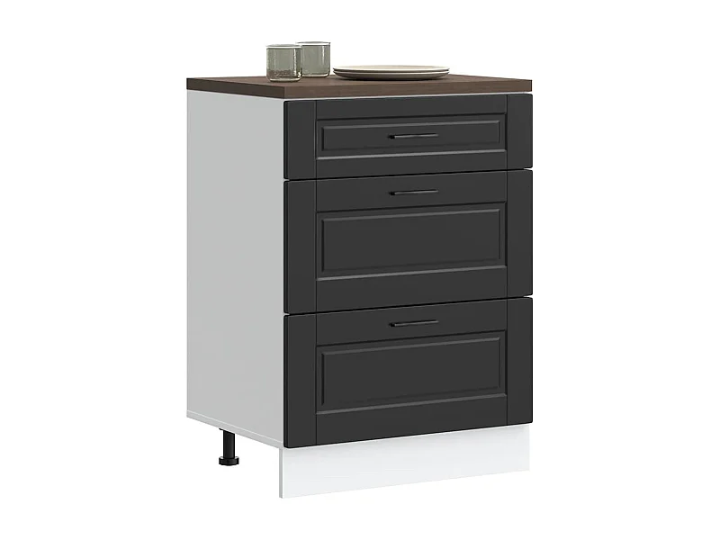 Meuble bas de cuisine « » en bois d'ingénierie noir