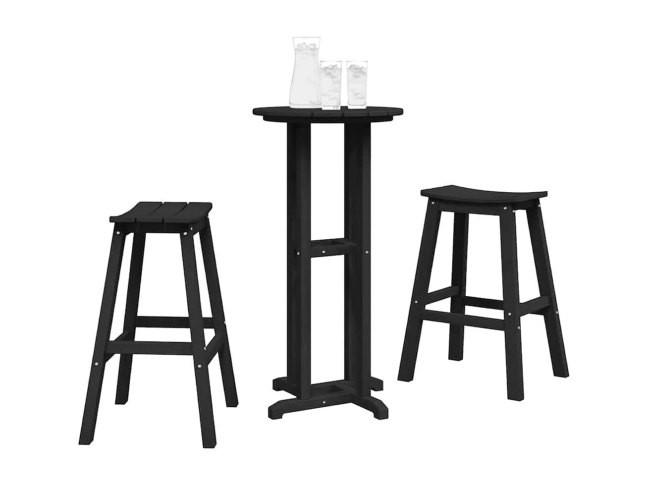 Ensemble de bar de jardin 3 pièces Noir HDPE