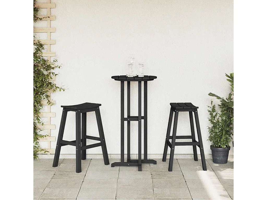 Ensemble de bar de jardin 3 pièces Noir HDPE