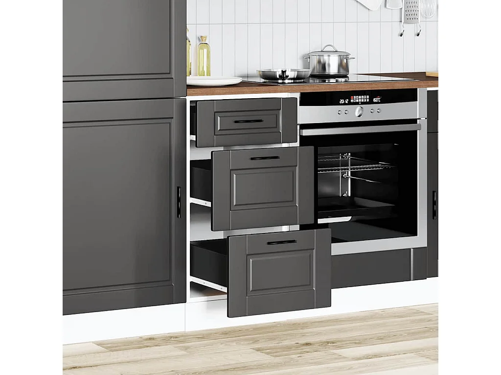 Meuble bas de cuisine « » en bois d'ingénierie noir