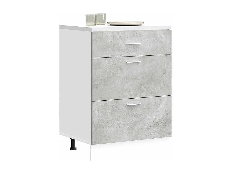 Meuble bas de cuisine Gris béton Bois d'ingénierie