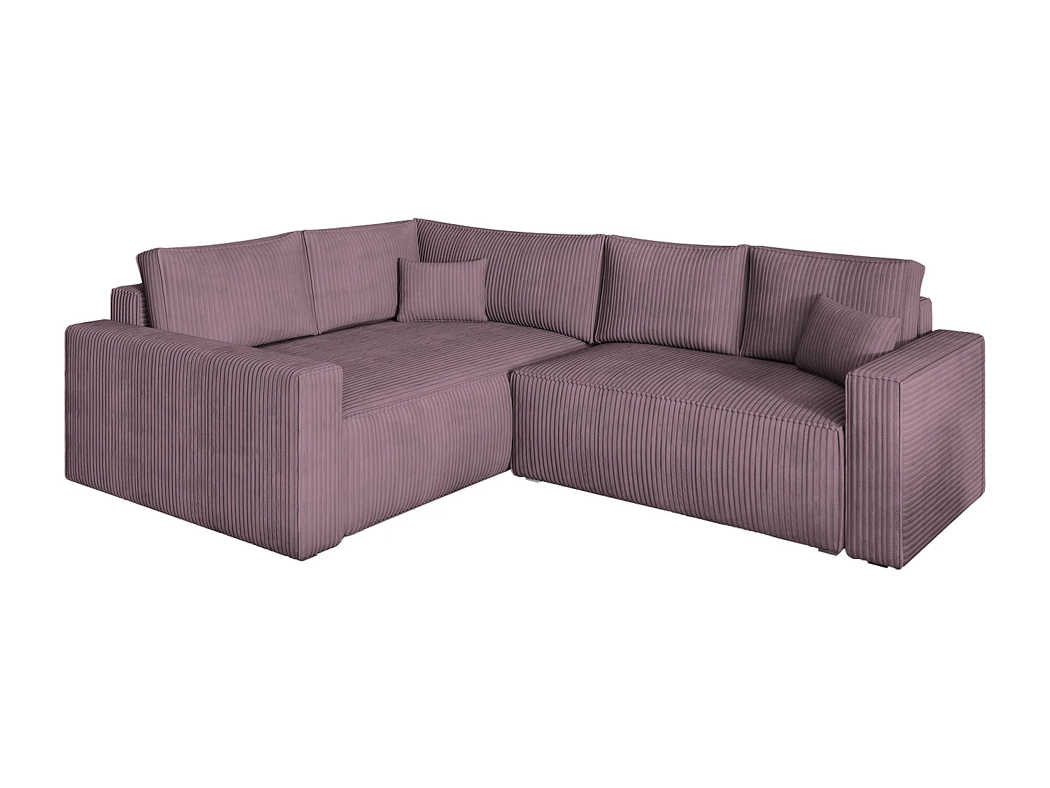 Canapé D'angle Eronis Violet En Velours Côtelé Avec Fonction De Couchage