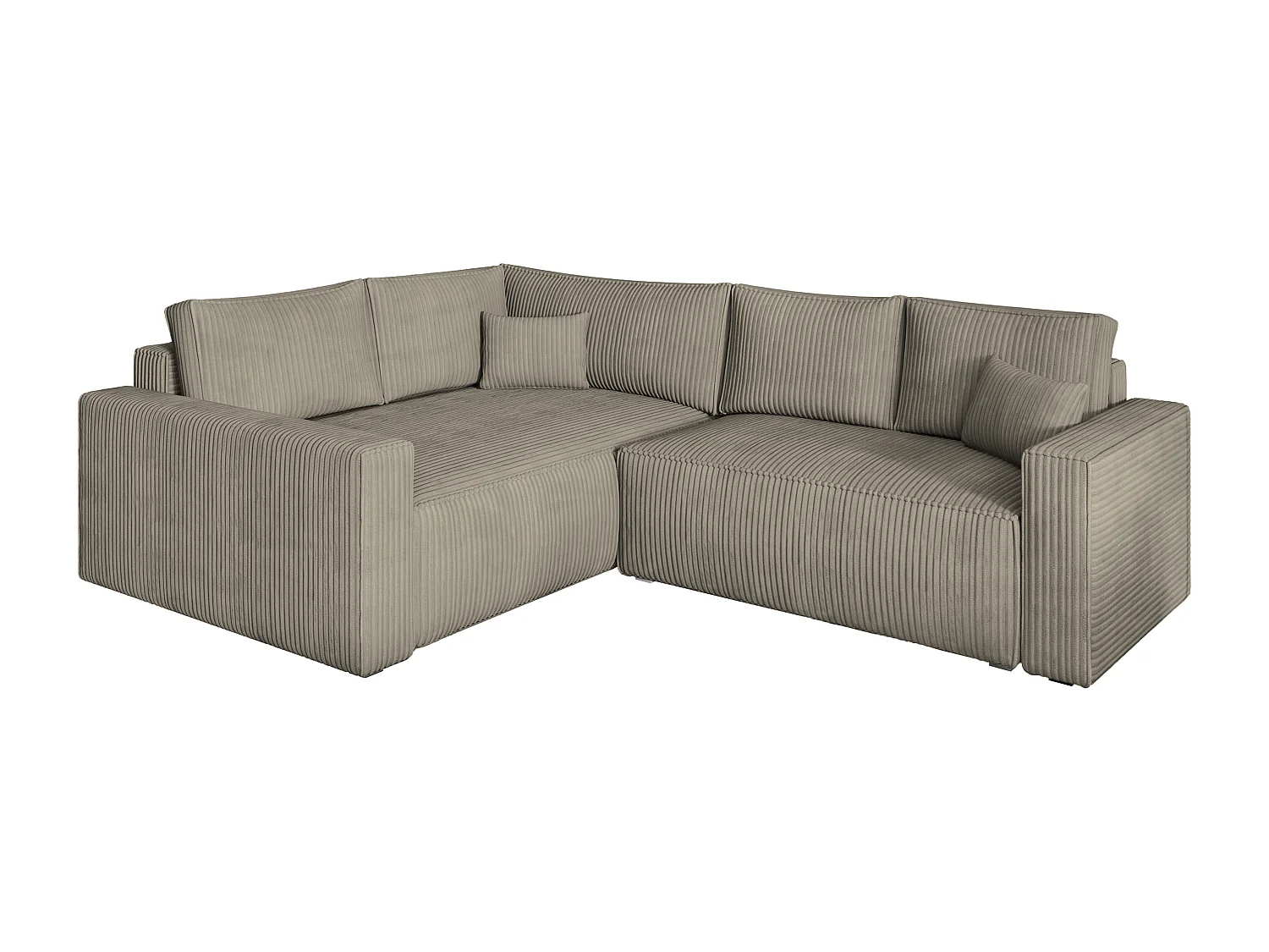 Hoekbank ERONIS van fluweel met slaapfunctie Beige