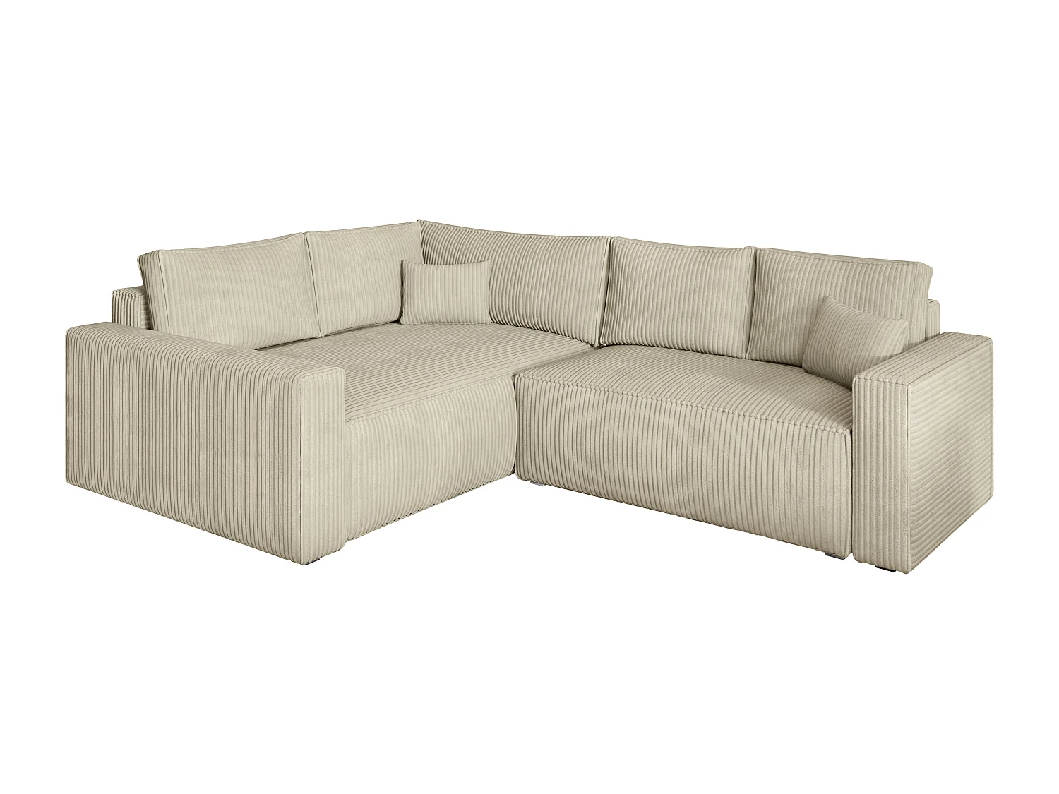 Canapé D'angle Eronis Crème En Velours Côtelé Avec Fonction De Couchage