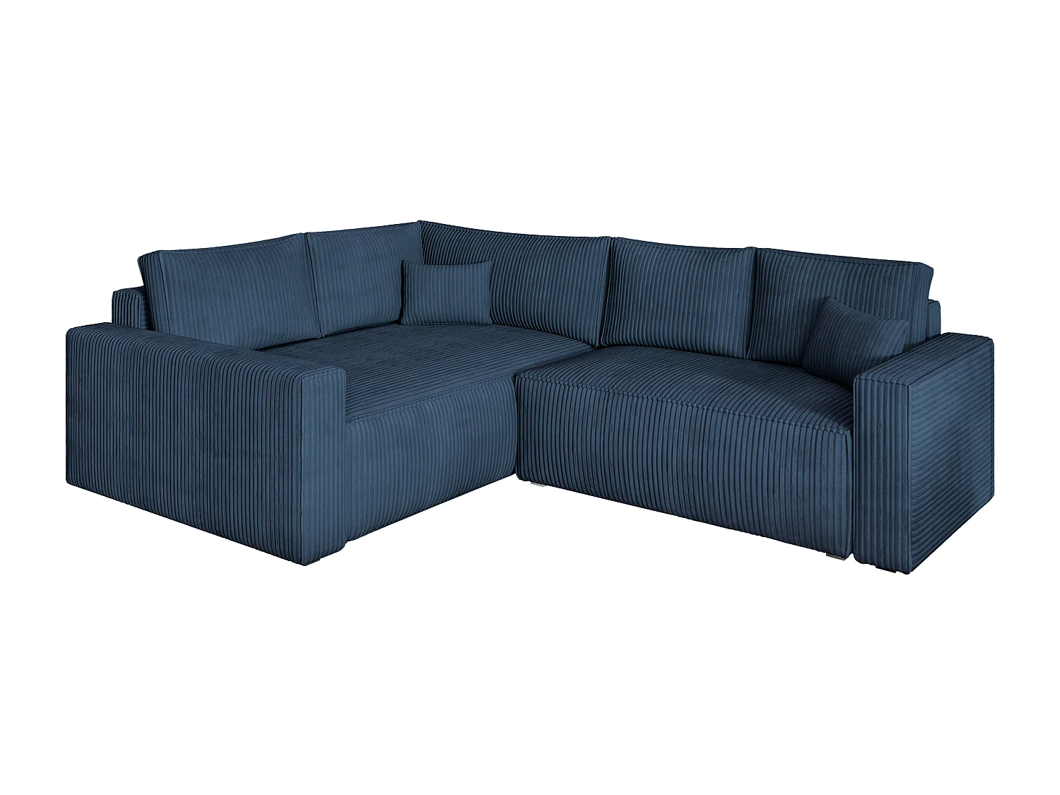 Canapé D'angle Eronis Bleu En Velours Côtelé Avec Fonction De Couchage