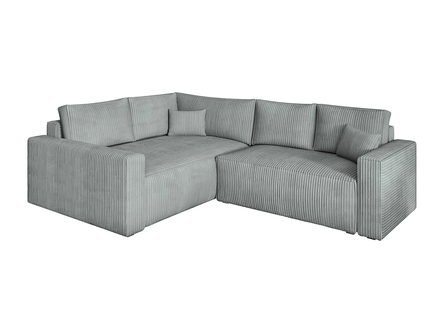 Canapé D'angle Eronis Gris Clair En Velours Côtelé Avec Fonction De Couchage