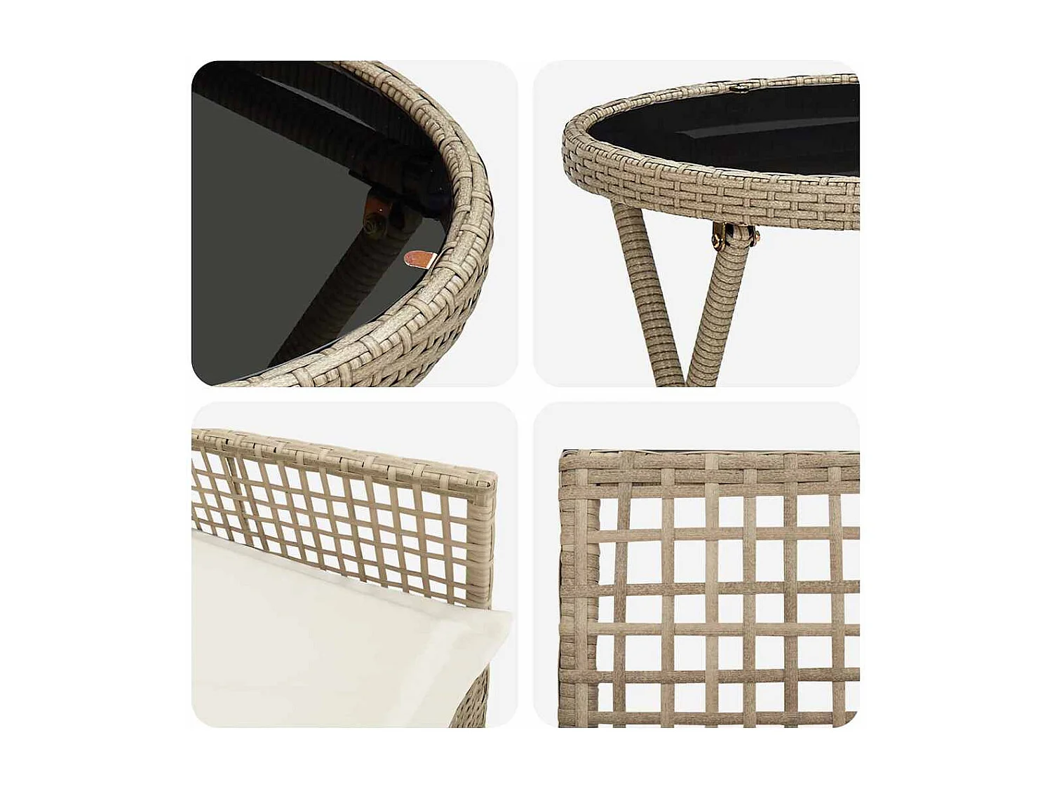 Ensemble bistro de jardin 3 pièces Beige polyrotin