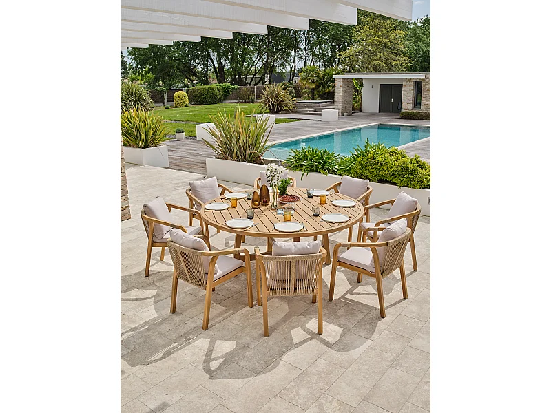 Conjunto de comedor de 8 plazas de madera de acacia