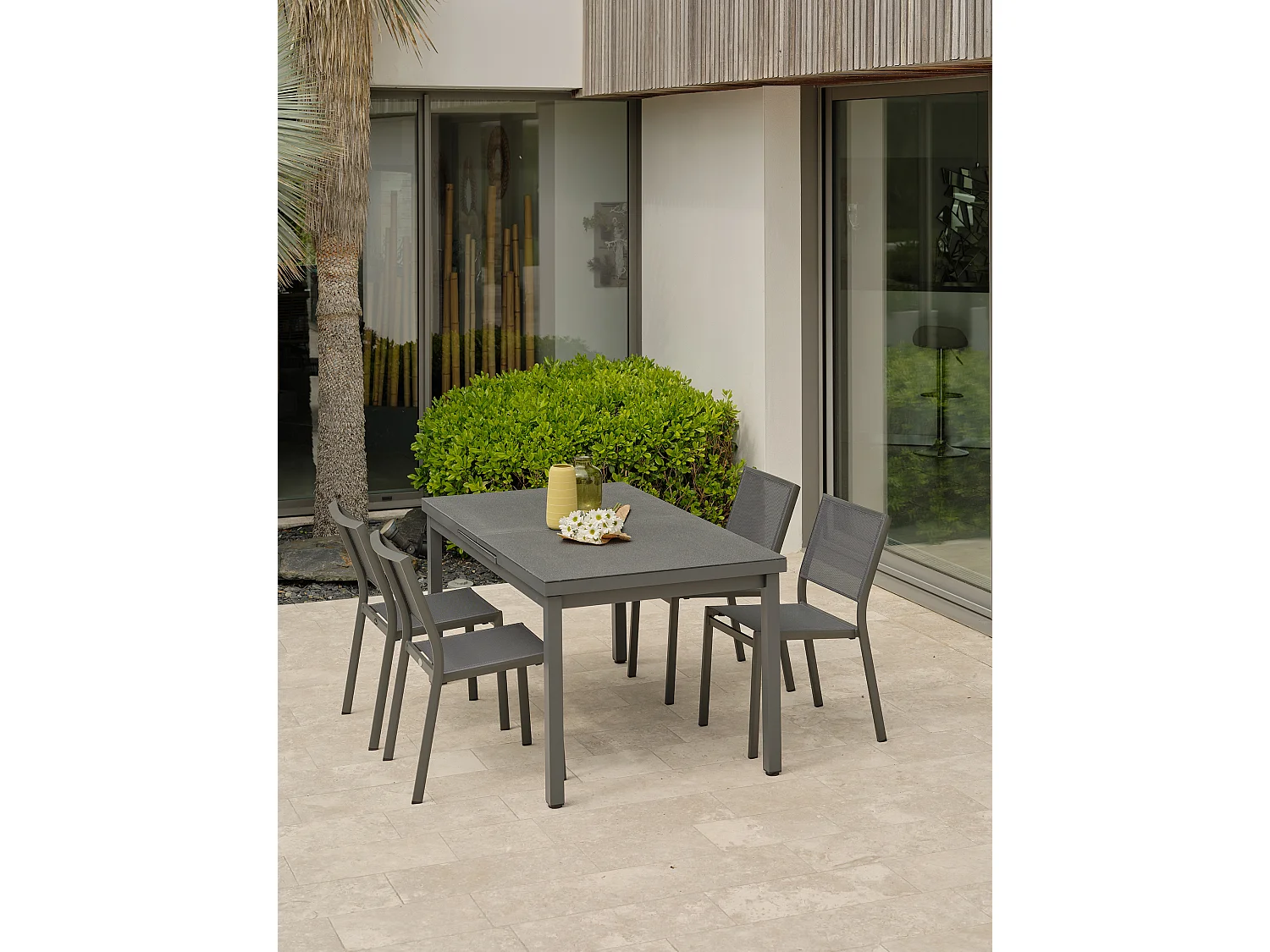 Set da pranzo da giardino 4 posti in alluminio