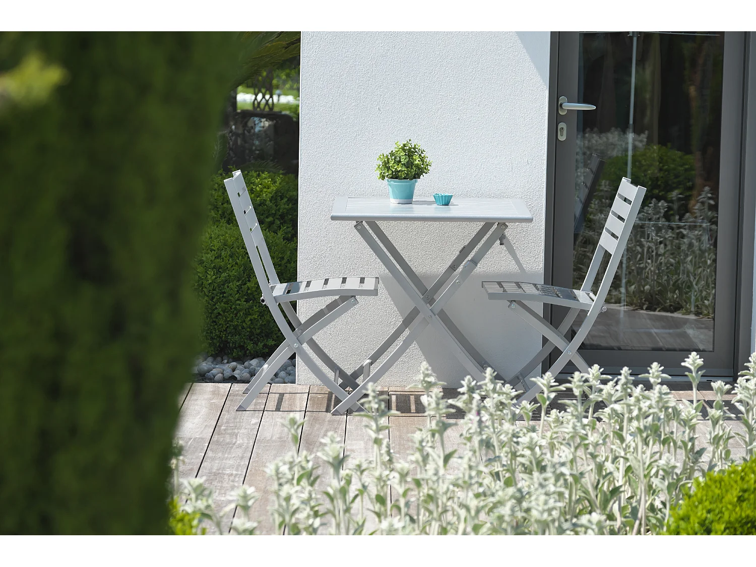 Ensemble repas de jardin 2 places en aluminium