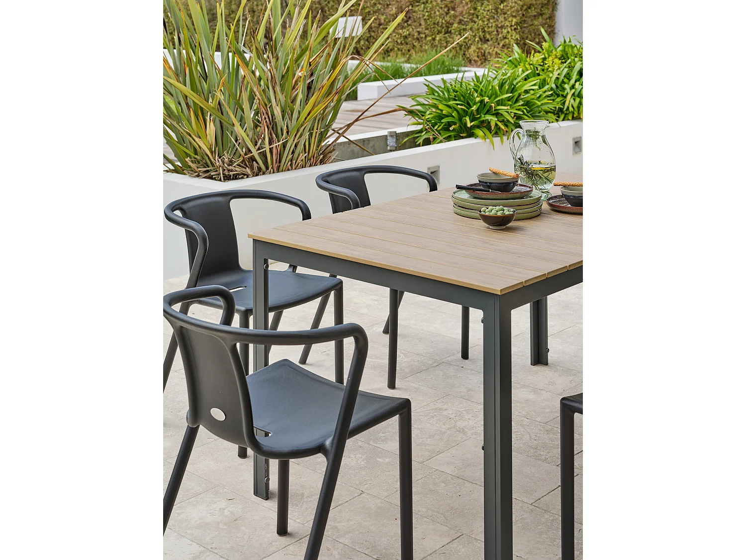 Conjunto de comedor de jardín 6 plazas de aluminio