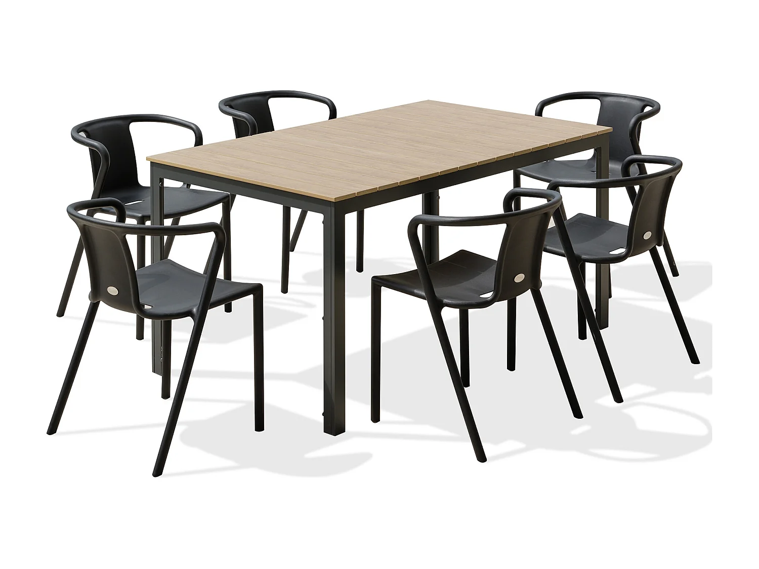 Conjunto de comedor de jardín 6 plazas de aluminio