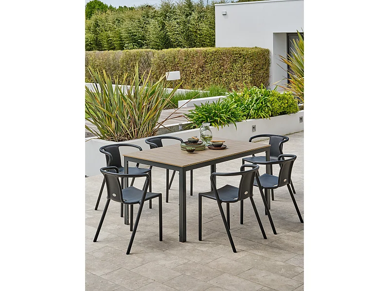 Conjunto de comedor de jardín 6 plazas de aluminio