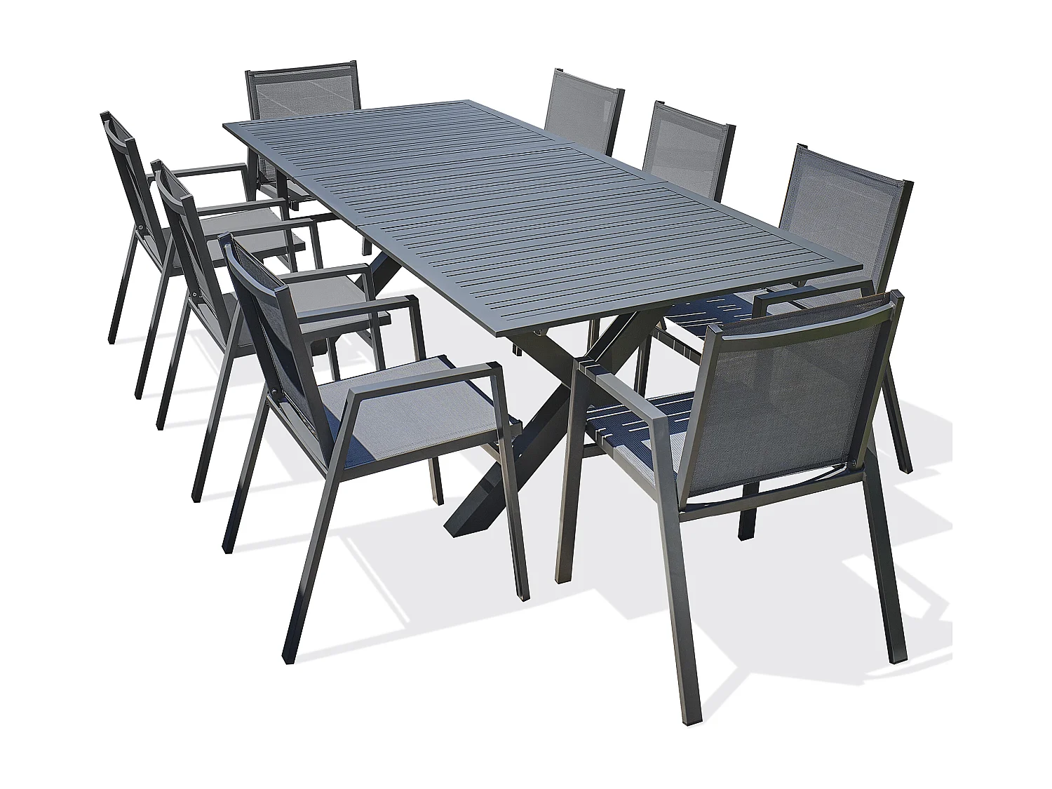 Ensemble repas de jardin 8 places en aluminium
