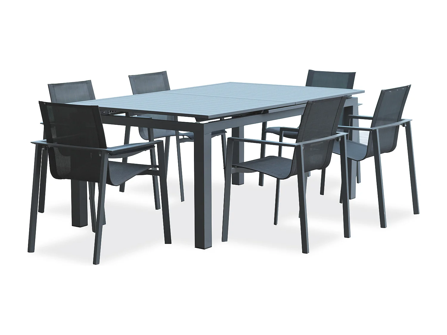 Ensemble repas de jardin 6 places en aluminium