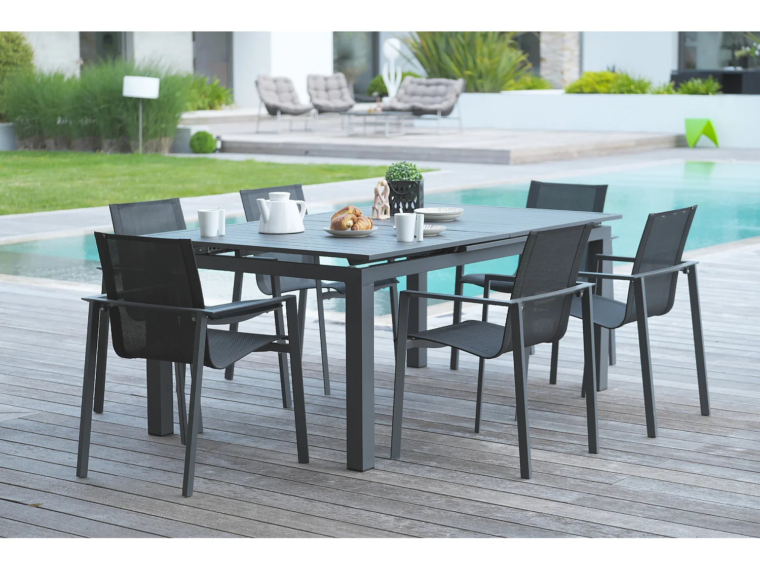 Set da pranzo da giardino 6 posti in alluminio