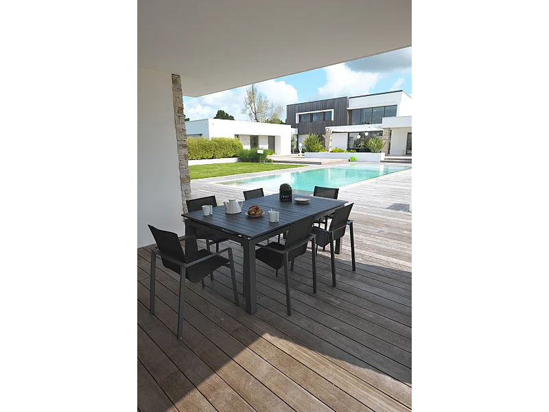 Conjunto de comedor de jardín 6 plazas de aluminio