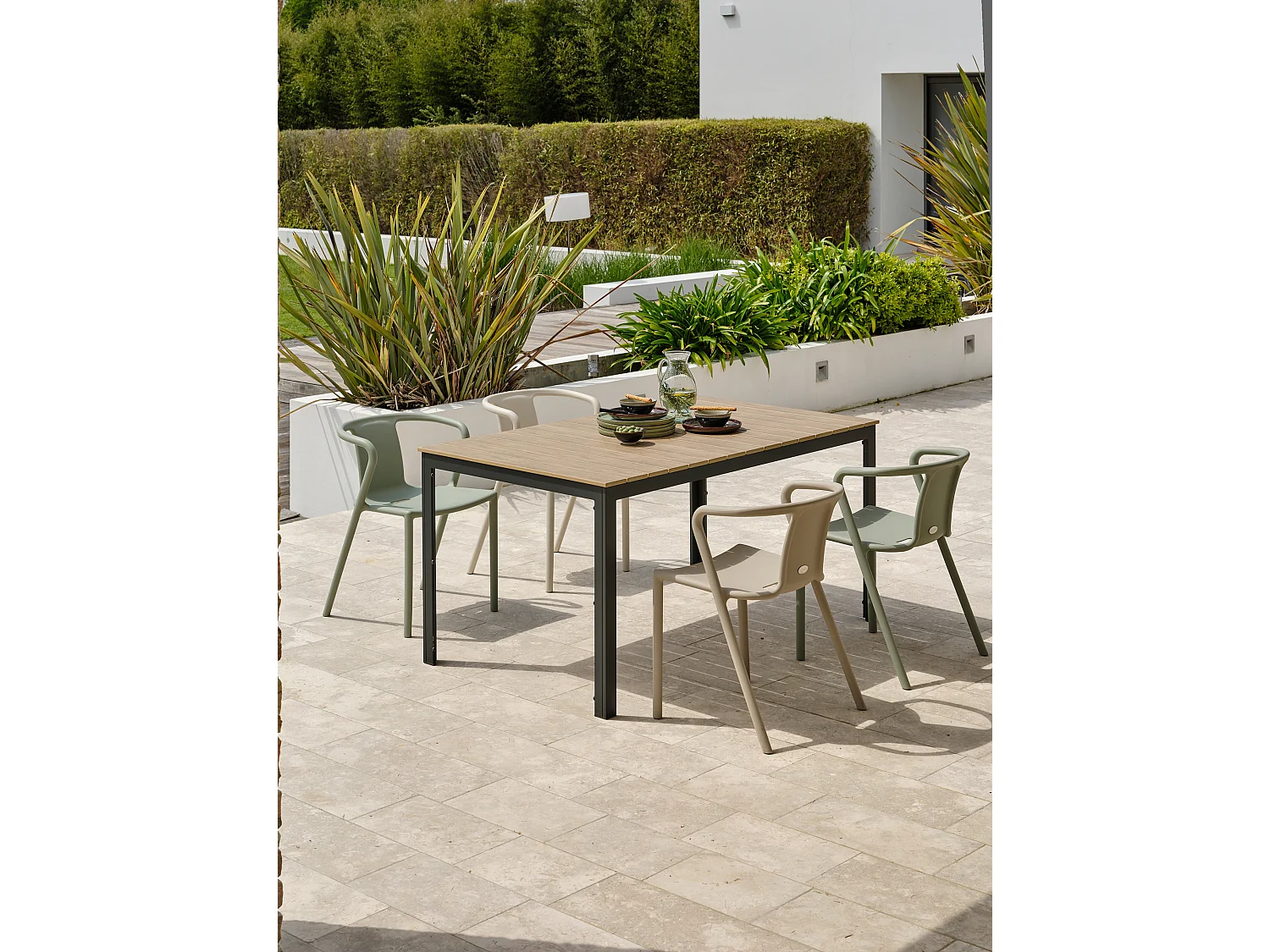 Set da pranzo da giardino 4 posti in alluminio