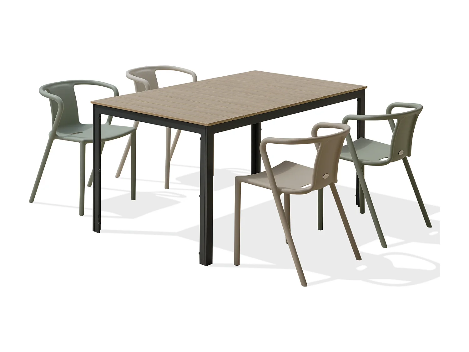 Set da pranzo da giardino 4 posti in alluminio