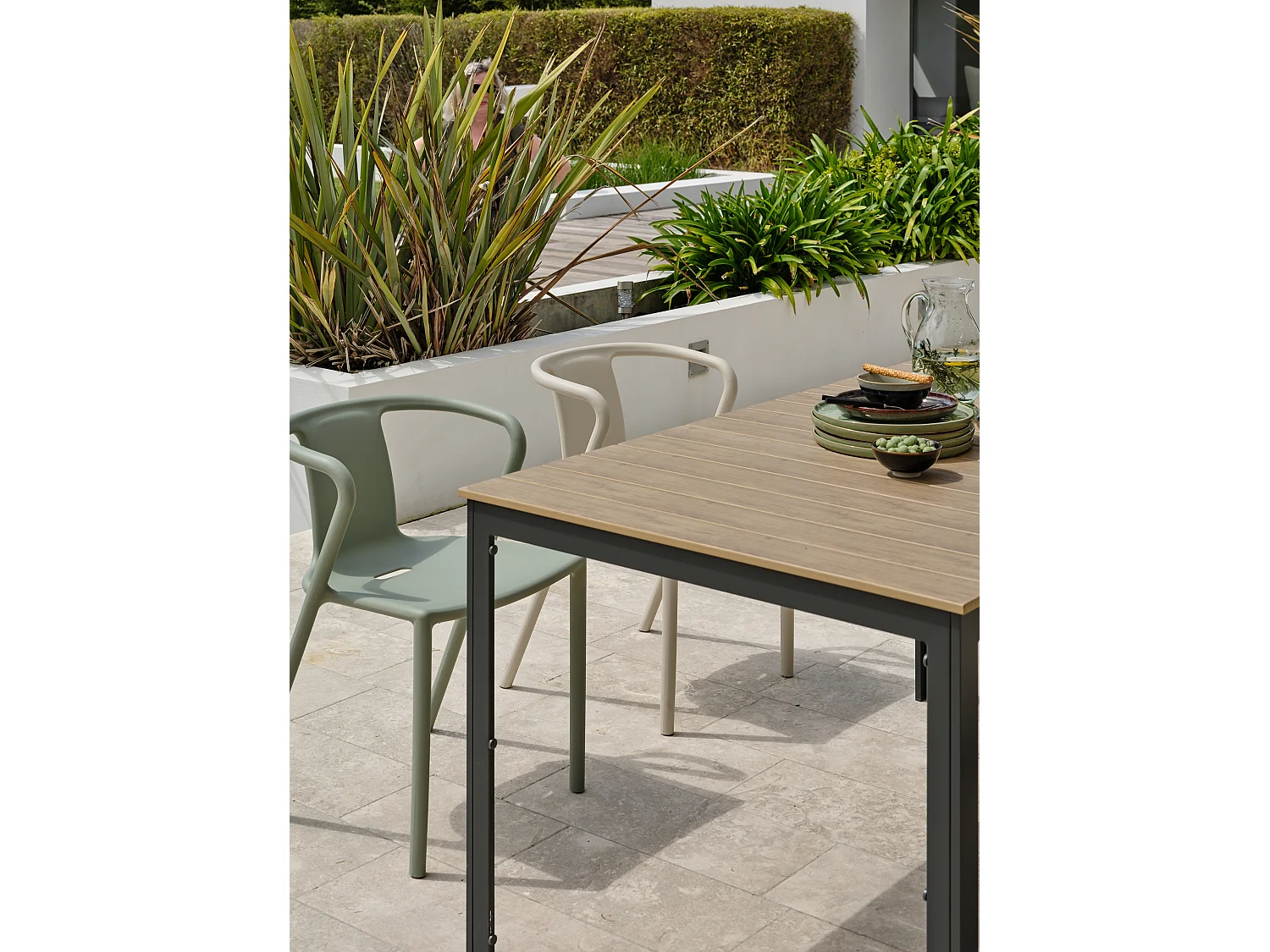 Conjunto de comedor de jardín 4 plazas de aluminio