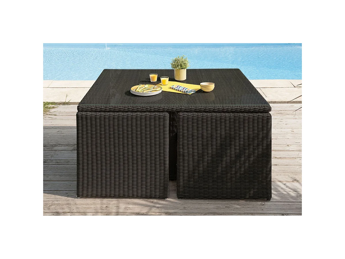 Set da pranzo da incasso 8 posti in resina intrecciata