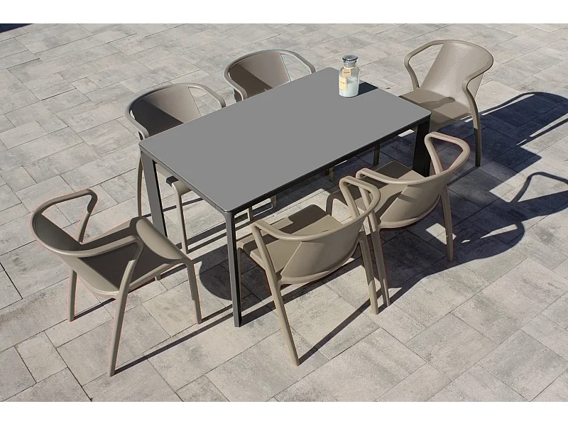 Ensemble repas de jardin 6 places en aluminium laqué
