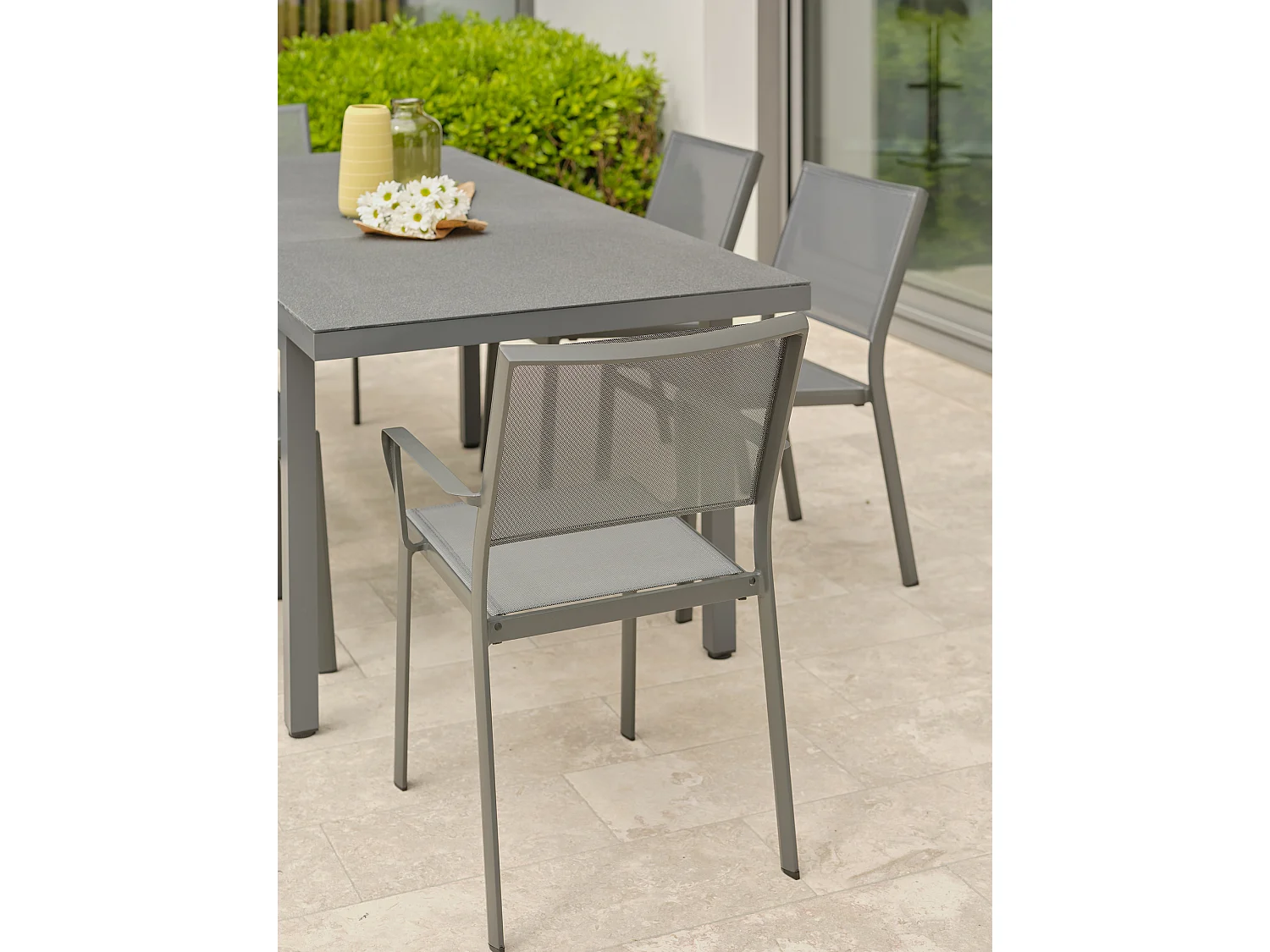 Conjunto de comedor de 6 plazas en aluminio