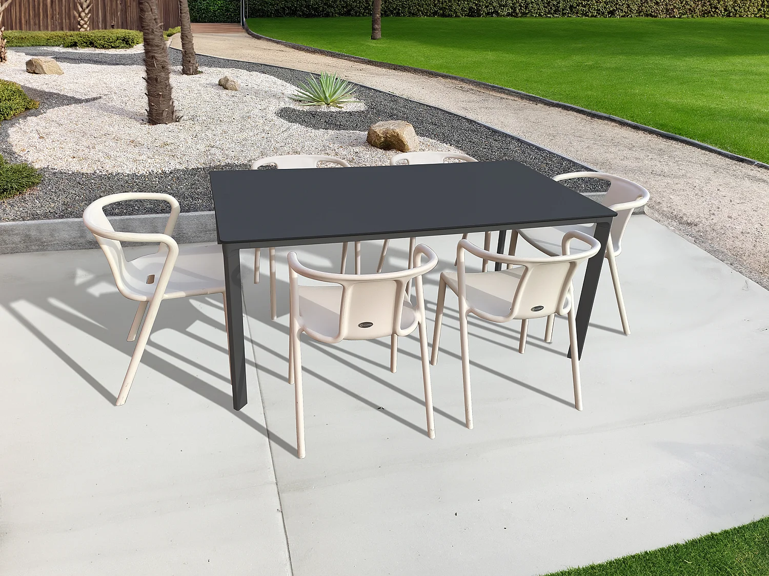 Conjunto de comedor de jardín 6 plazas de aluminio lacado