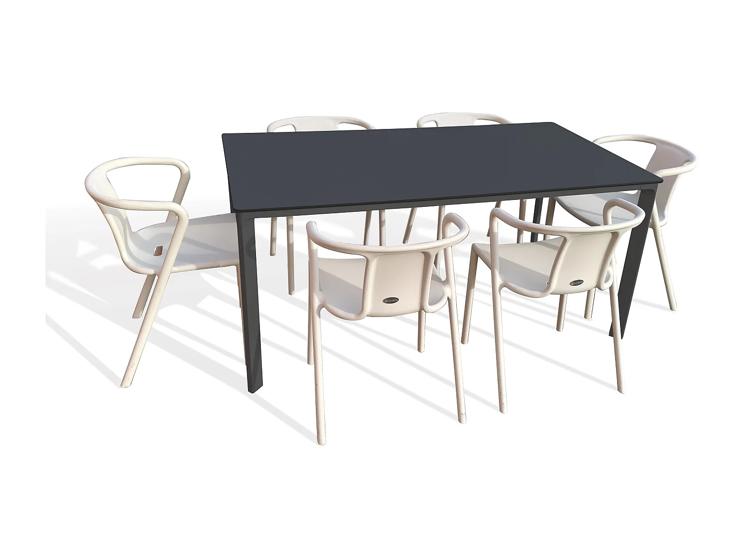 Conjunto de comedor de jardín 6 plazas de aluminio lacado