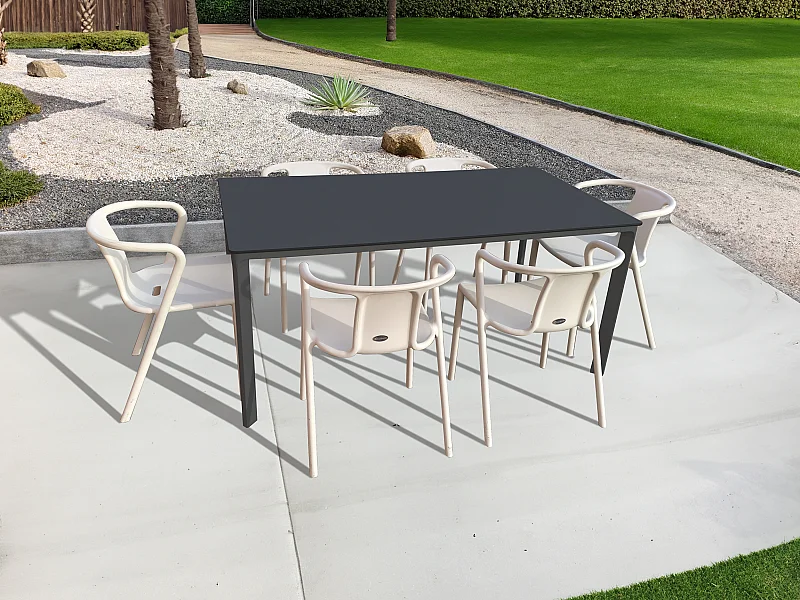 Conjunto de comedor de jardín 6 plazas de aluminio lacado