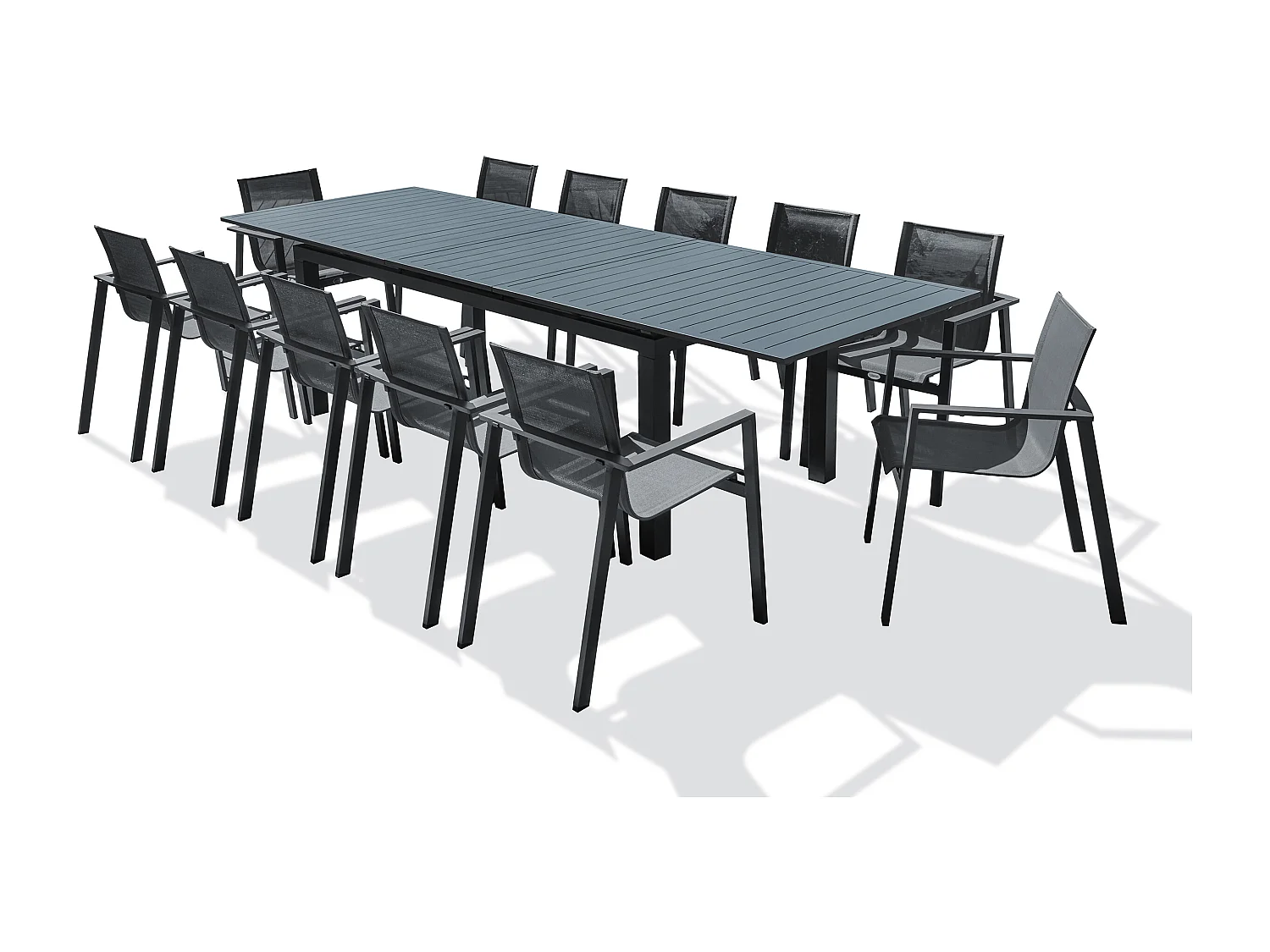 Ensemble repas de jardin 12 places en aluminium