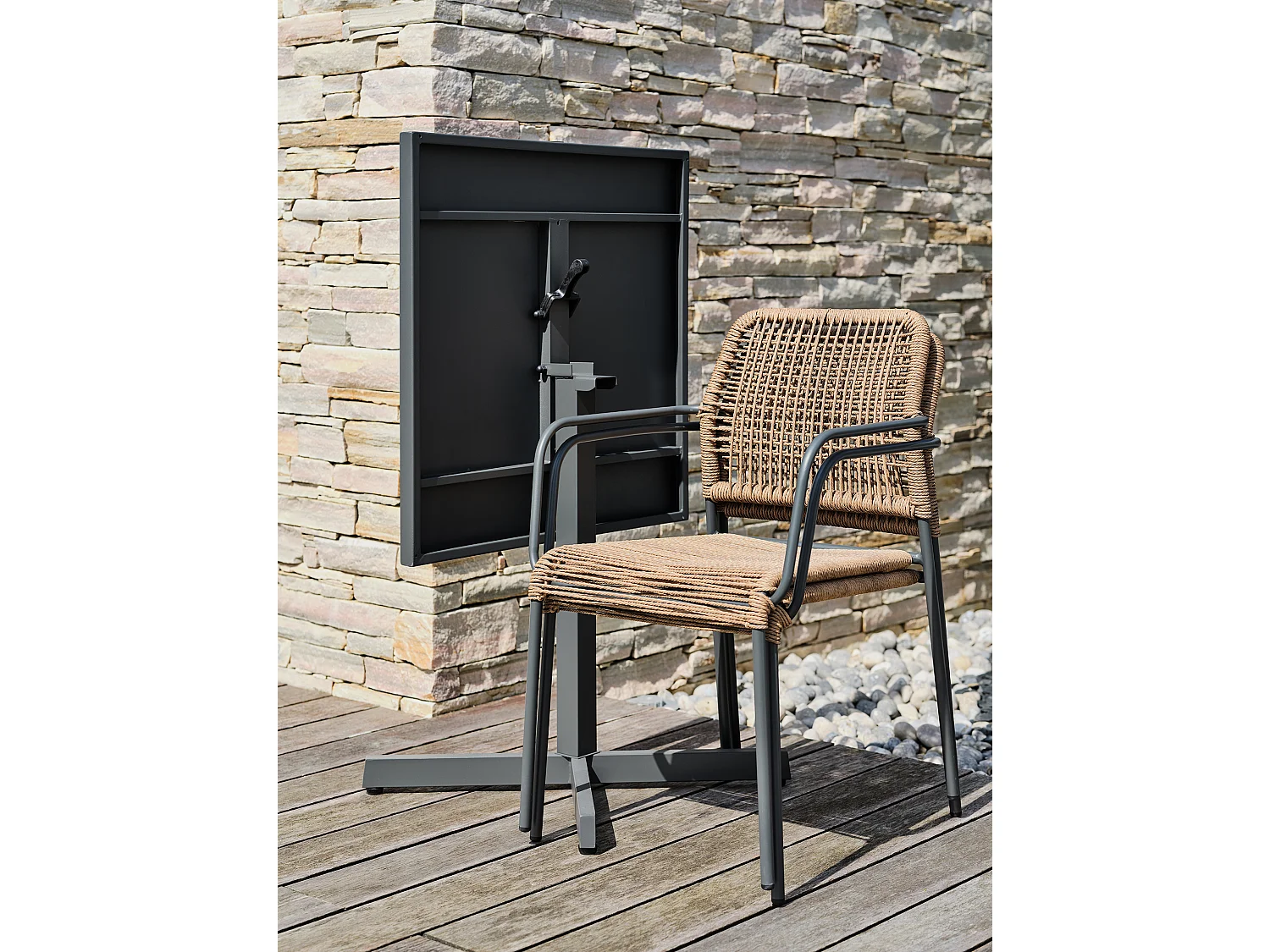 Ensemble repas de jardin 2 places en acier  - LOUISE