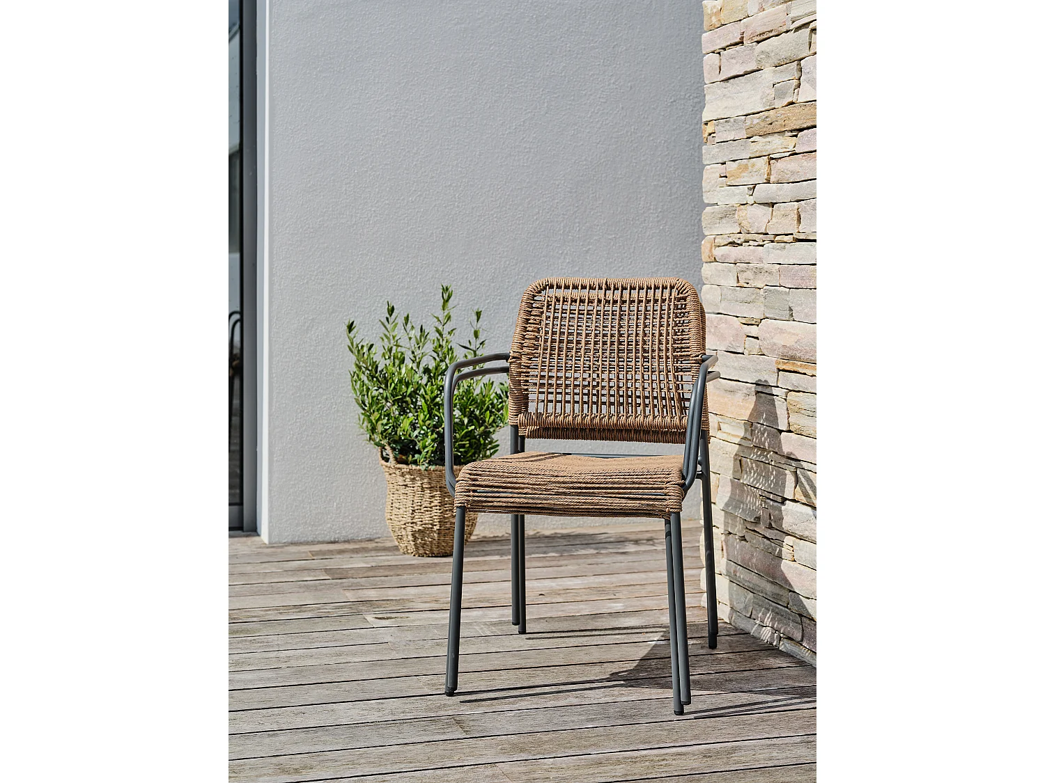Ensemble repas de jardin 2 places en acier  - LOUISE