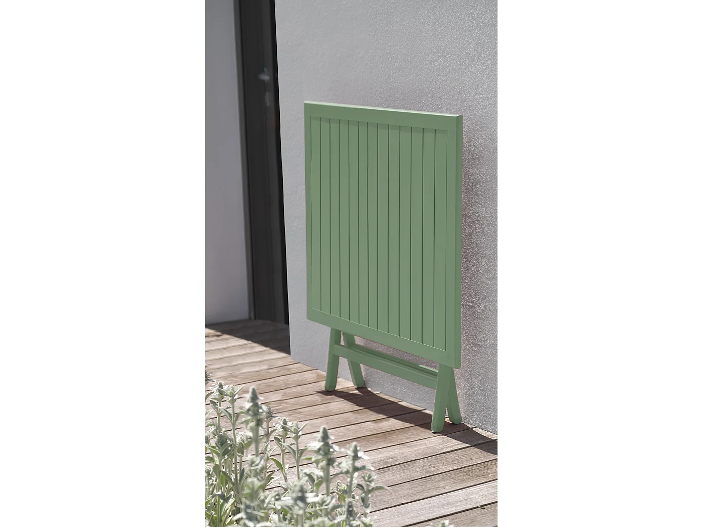 Ensemble repas de jardin 2 places en aluminium vert lagune