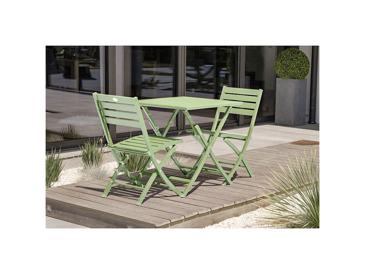 Conjunto de Jantar de Jardim em Alumínio para 2 Pessoas na Cor Verde