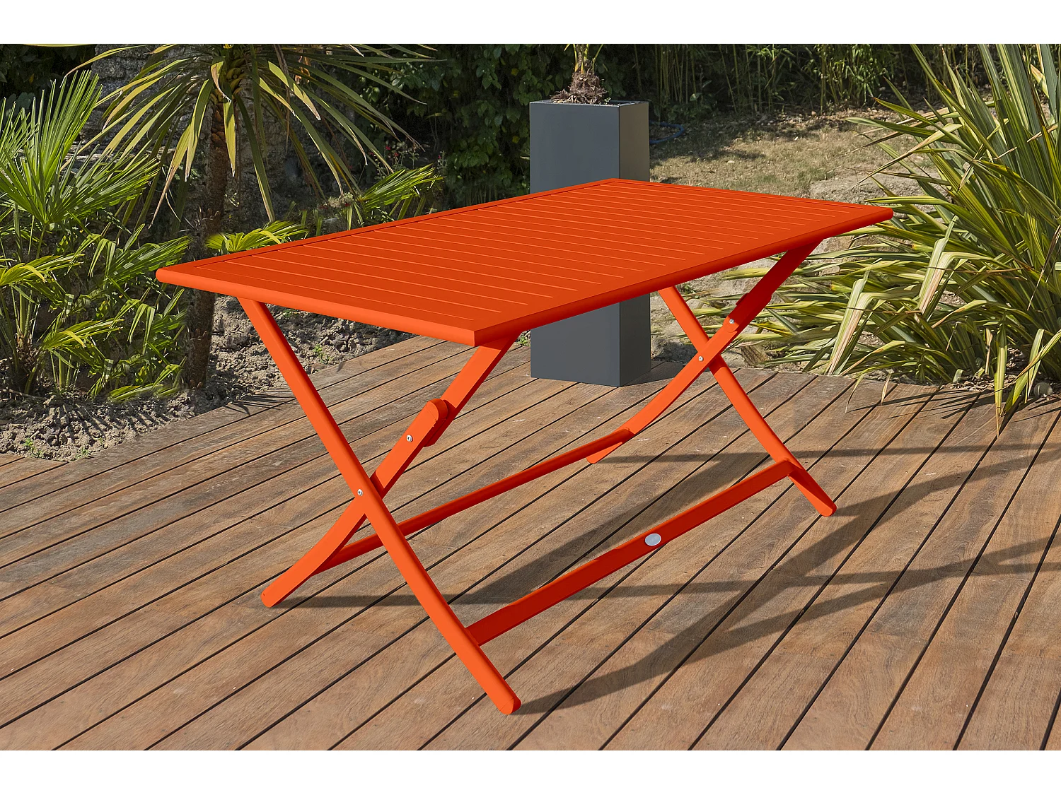 Ensemble repas de jardin 4 places en aluminium orange